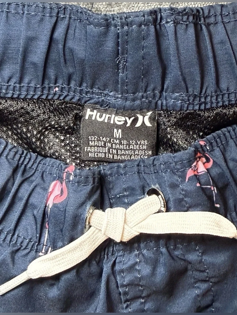 Hurley Kid's Hybrid Flamingo Swim Suit Shorts Blue Size M Medium Lined Pockets